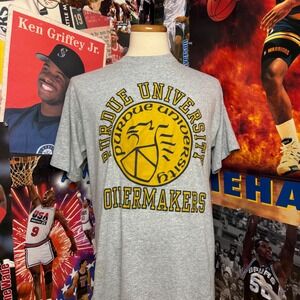 Vintage 90s Purdue University Boilermakers T Shirt Gray College‎ Mens Size XL